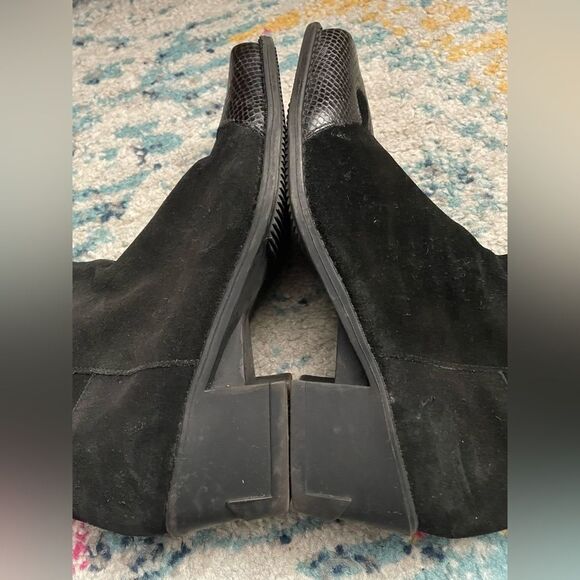 Westies Vegas Black Suede Boots w/Snake Print Square Toes 8 - Picture 9 of 9